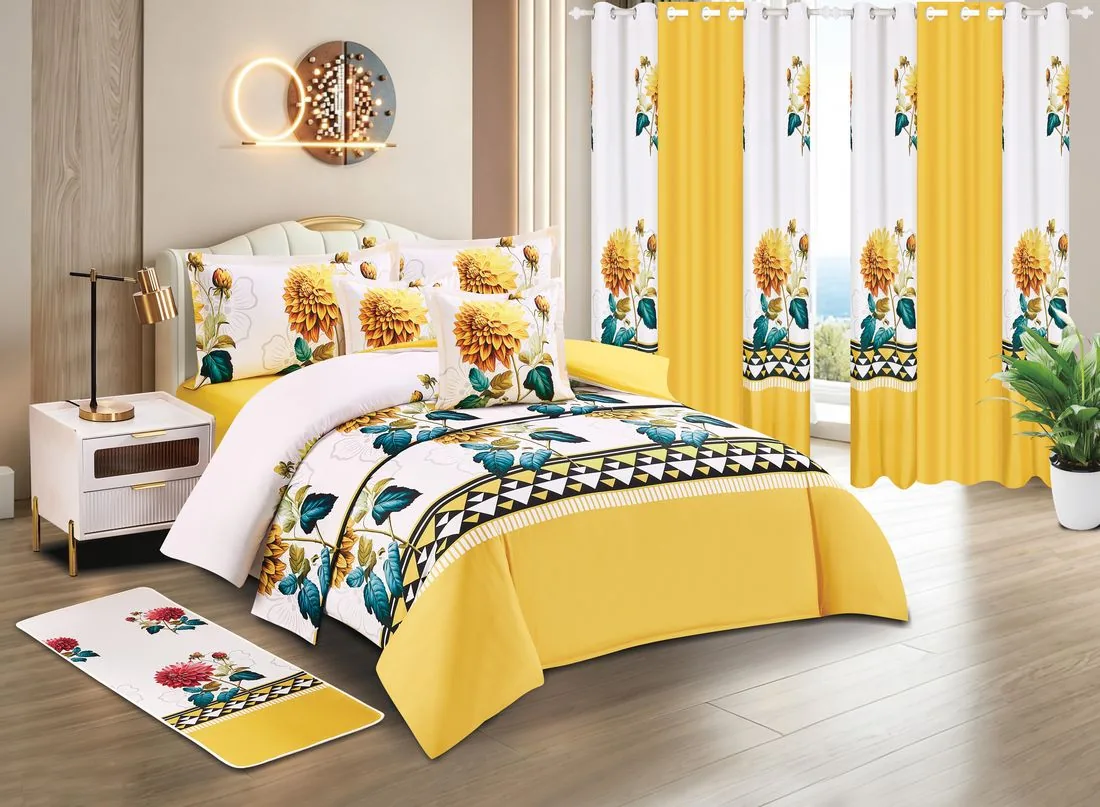 Parure florale dahlia jaune et blanc