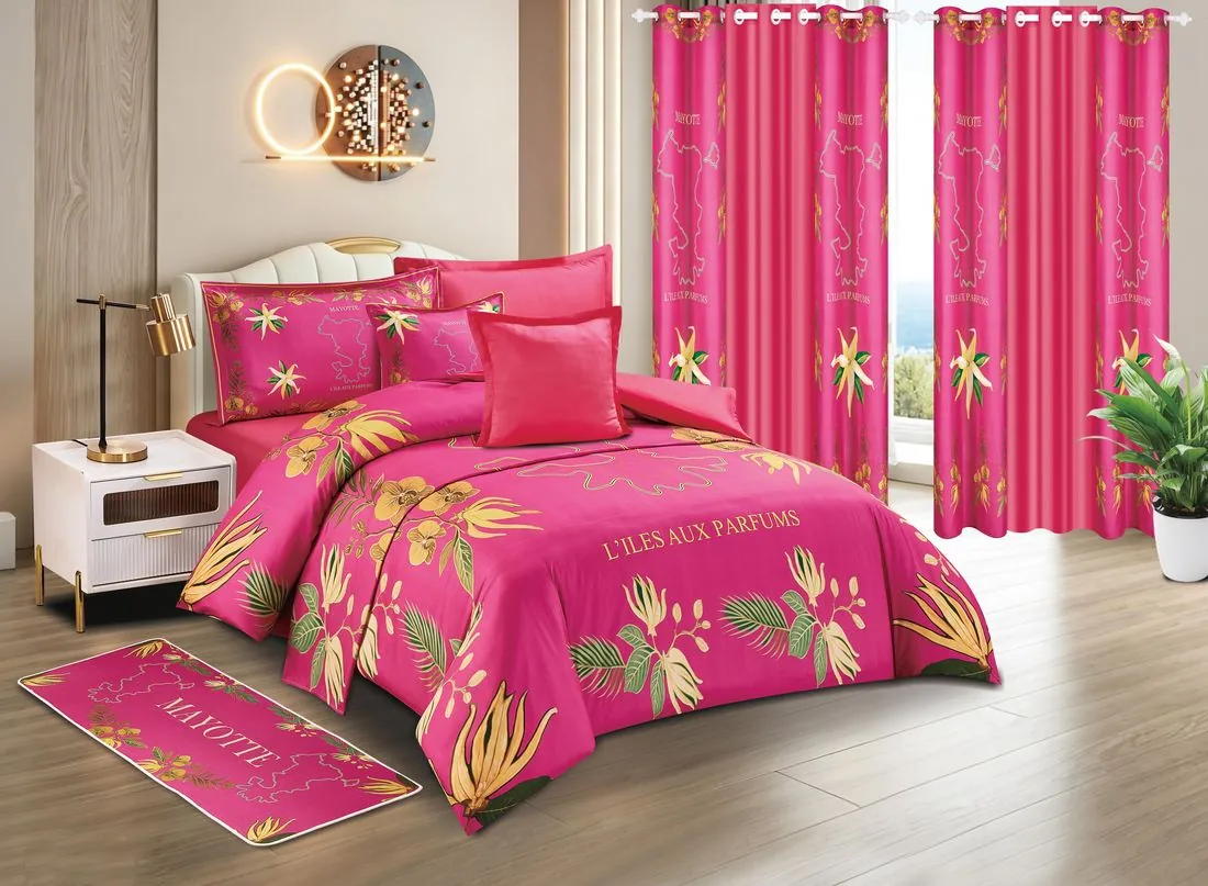 Parure L'ile aux parfums rose fuchsia, carte de Mayotte