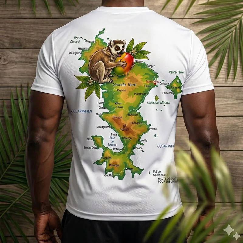 T-shirt Carte de Mayotte Homme Or