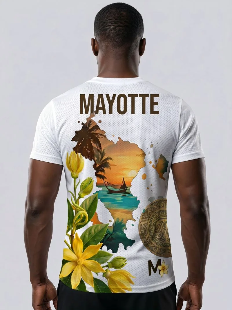 T-shirt Mayotte palmiers pirogue Homme